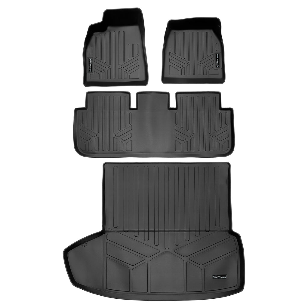 SMARTLINER All Weather Protection Custom Fit Black 2 Row Floor Mats and Cargo Liner Set Behind the 2nd Row Compatible With 2020-2023 Tesla Model S (SA0729/B0729/D0729)