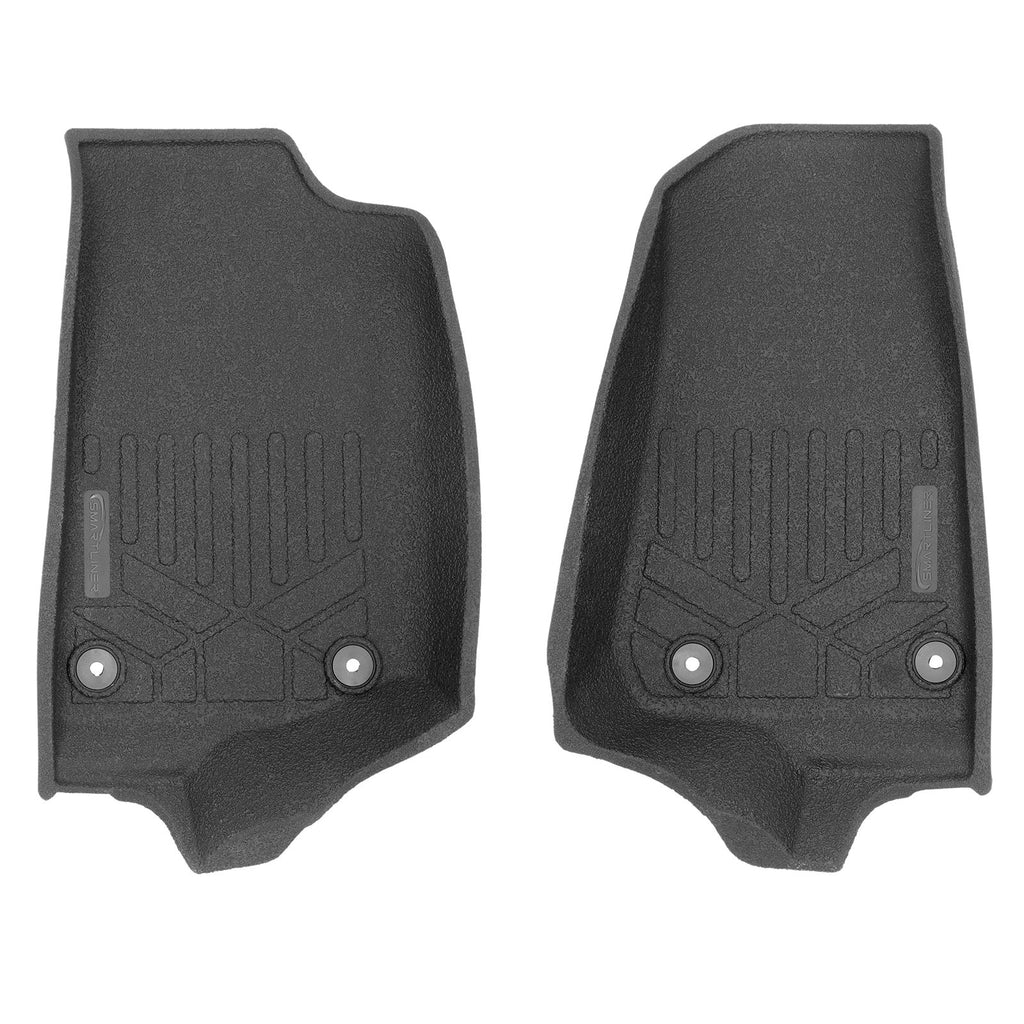 SMARTLINER Custom Fit Rubber Floor Mats 1st Row Set Black Compatible With 2018-2023 Jeep Wrangler Unlimited/2020-2023 Jeep Gladiator/2023 Jeep Wrangler Unlimited 4XE/ 2023 Jeep Wrangler Rubicon 392 (RA0316)