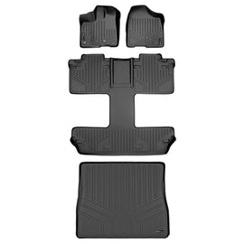 SMARTLINER Custom Floor Mats 3 Rows and Cargo Liner Behind 2nd Row Set Black Compatible With 2013-2020 Toyota Sienna 7 Passenger Model (SA0128/B0128/D0083)