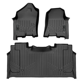 SMARTLINER Custom Fit Floor Mats 2 Row Liner Set Black Compatible With 2019-2022 Ram 1500 Crew Cab with Rear Underseat Storage Box (SA0369/B0374)
