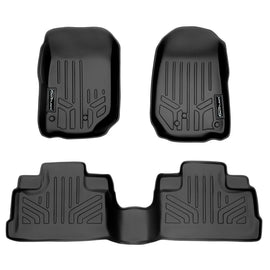 SMARTLINER Custom Fit Floor Mats 2 Row Liner Set Black Compatible With 2007-2013 Jeep Wrangler Unlimited 4-Door (SA0139/B0073)