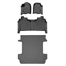 Load image into Gallery viewer, SMARTLINER Floor Mats 2 Rows and Truck Bed Mat Set Black Compatible With 2019-2021 1500 Silverado/Sierra Crew Cab (SA0400/B0400/K0400)