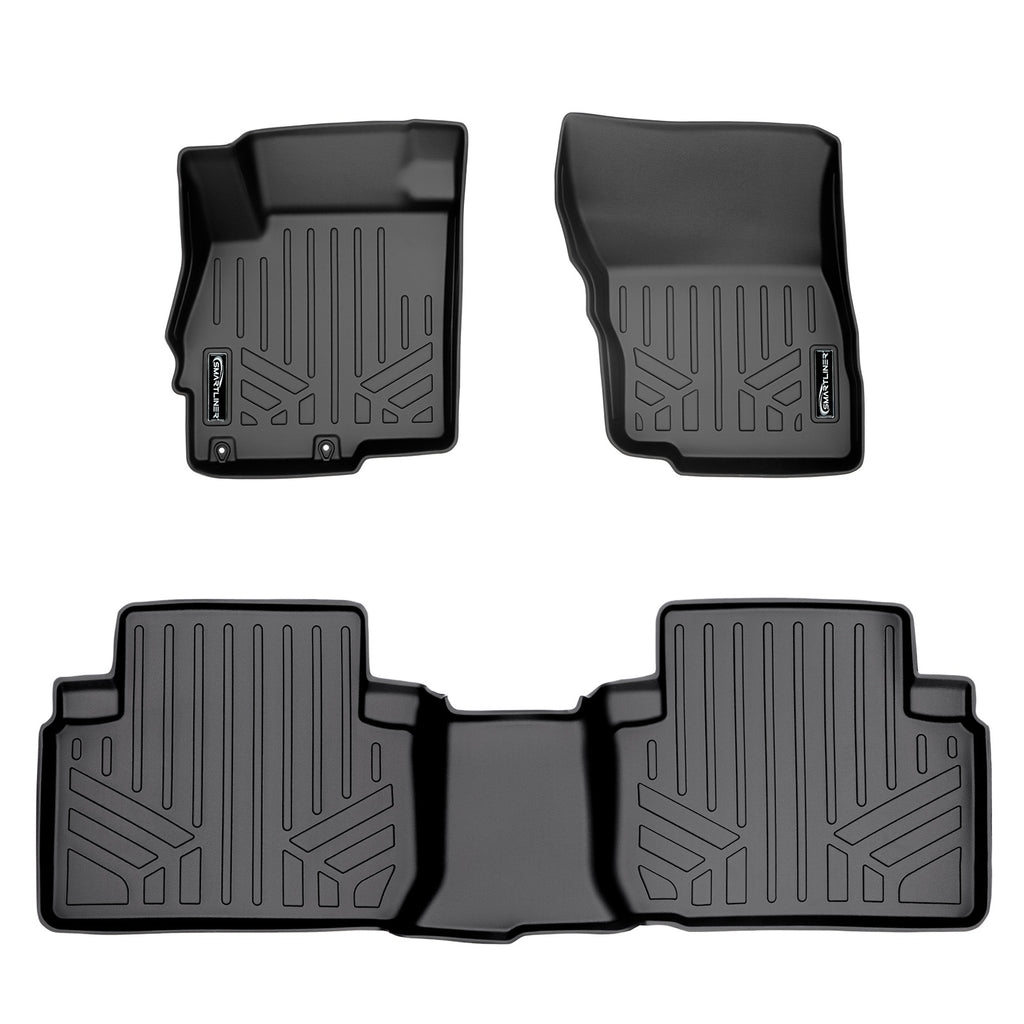 SMARTLINER Custom Fit Floor Mats 2 Row Liner Set Black Compatible With 2018-2022 Mitsubishi Eclipse Cross (SA0378/B0378)