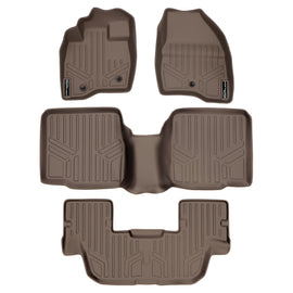SMARTLINER Custom Fit Floor Mats 3 Row Liner Set Tan Compatible With 2017-2019 Ford Explorer without 2nd Row Center Console (SA1245/B1082/C1082)
