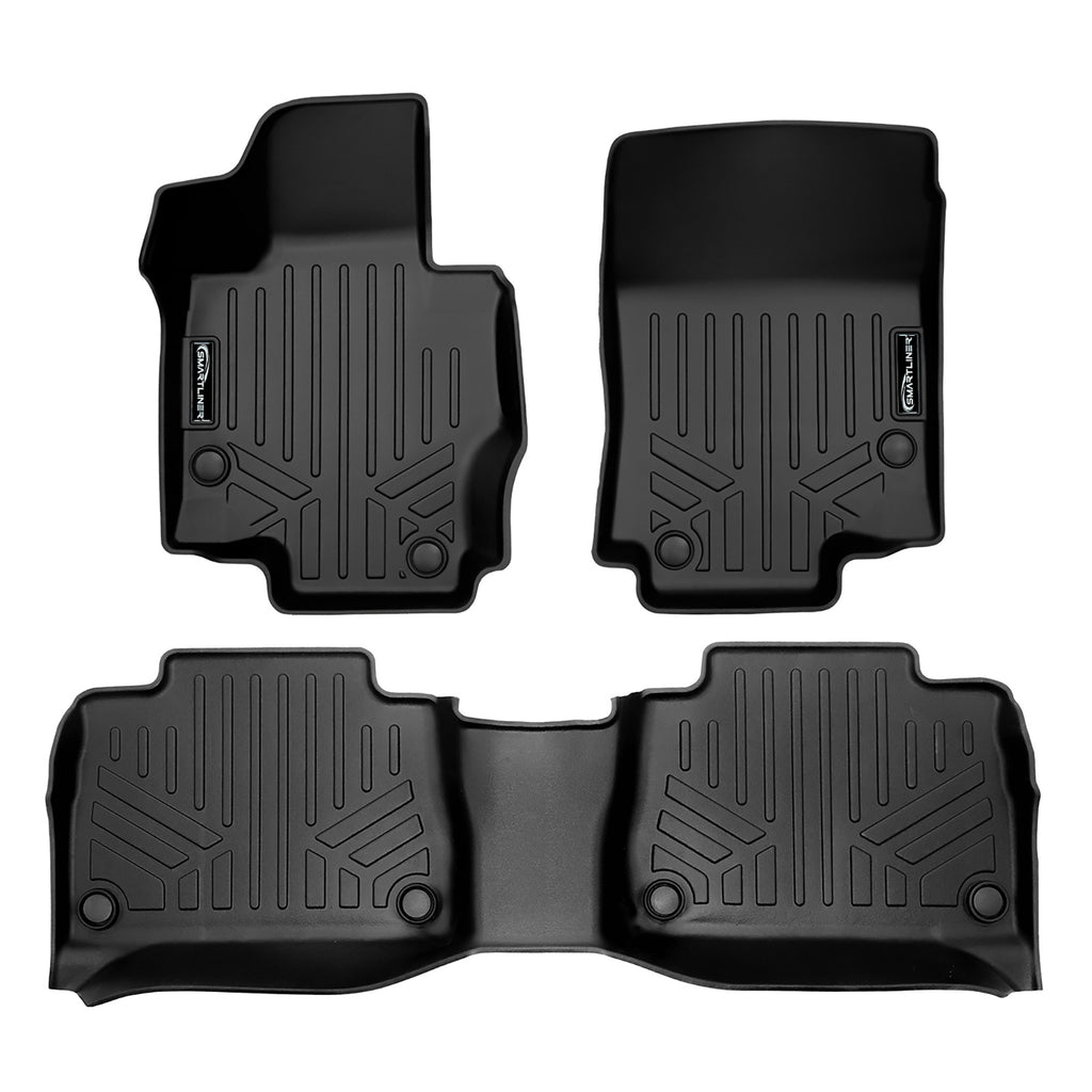 SMARTLINER All Weather Protection Custom Fit Black 2 Row Floor Mat Liner Set Compatible With 2021-2023 Mercedes-Benz GLE Class (SA0471/B0695)
