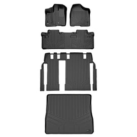 SMARTLINER Custom Floor Mats 3 Rows and Cargo Liner Behind 2nd Row Set Black Compatible With 2013-2020 Toyota Sienna 8 Passenger Model (SA0128/B0083/C0229/D0083)