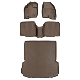 SMARTLINER Custom Fit Floor Mats 2 Rows and Cargo Liner Set Tan Compatible With 2017-2019 Ford Explorer without 2nd Row Center Console (SA1245/B1082/D1082)