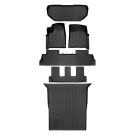 SMARTLINER All Weather Custom Fit Black 3 Row, Cargo Liner Behind the 2nd Row & Front Trunk Liner Floor Liner Set Compatible With 2022-2024 Rivian R1S SUV (SA0615/B0698/C0698/D0698/F0615)