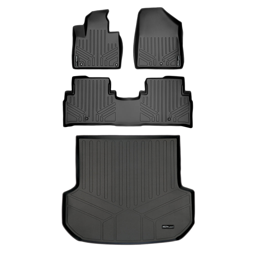 SMARTLINER Custom Fit Floor Mats 2 Rows and Cargo Liner Set Black Compatible With 2016-2018 Kia Sorento 5 Passenger Model Only (SA0191/B0191/D0209)