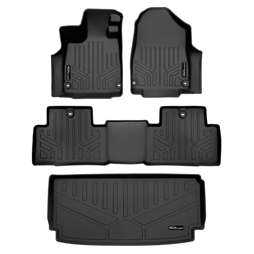 SMARTLINER Custom Fit All Weather Protection Black 2 Row Floor Liners & Cargo Liner behind the 3rd Row Seats Compatible With 2022-2025 Acura MDX (SA0581/B0581/E0581)