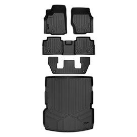 SMARTLINER All Weather Custom Fit Black 3 Rows and Cargo Liner Behind the 2nd Row Set Compatible With 2021-2023 Jeep Grand Cherokee L (SA0674/B0644/C0644/D0568)