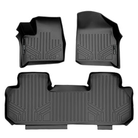 SMARTLINER Custom Fit Floor Mats 2 Row Liner Set Black Compatible With 2018-2022 Chevrolet Traverse with 2nd Row Bench Seat (SA0343/B0343)