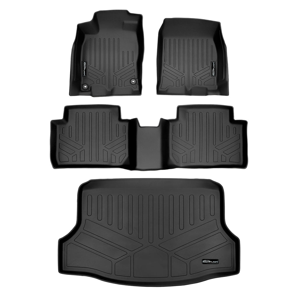 SMARTLINER Custom Floor Mats and Cargo Liner Set Black Compatible With 2017-2021 Honda Civic Hatchback (SA0224/B0224/D0397)