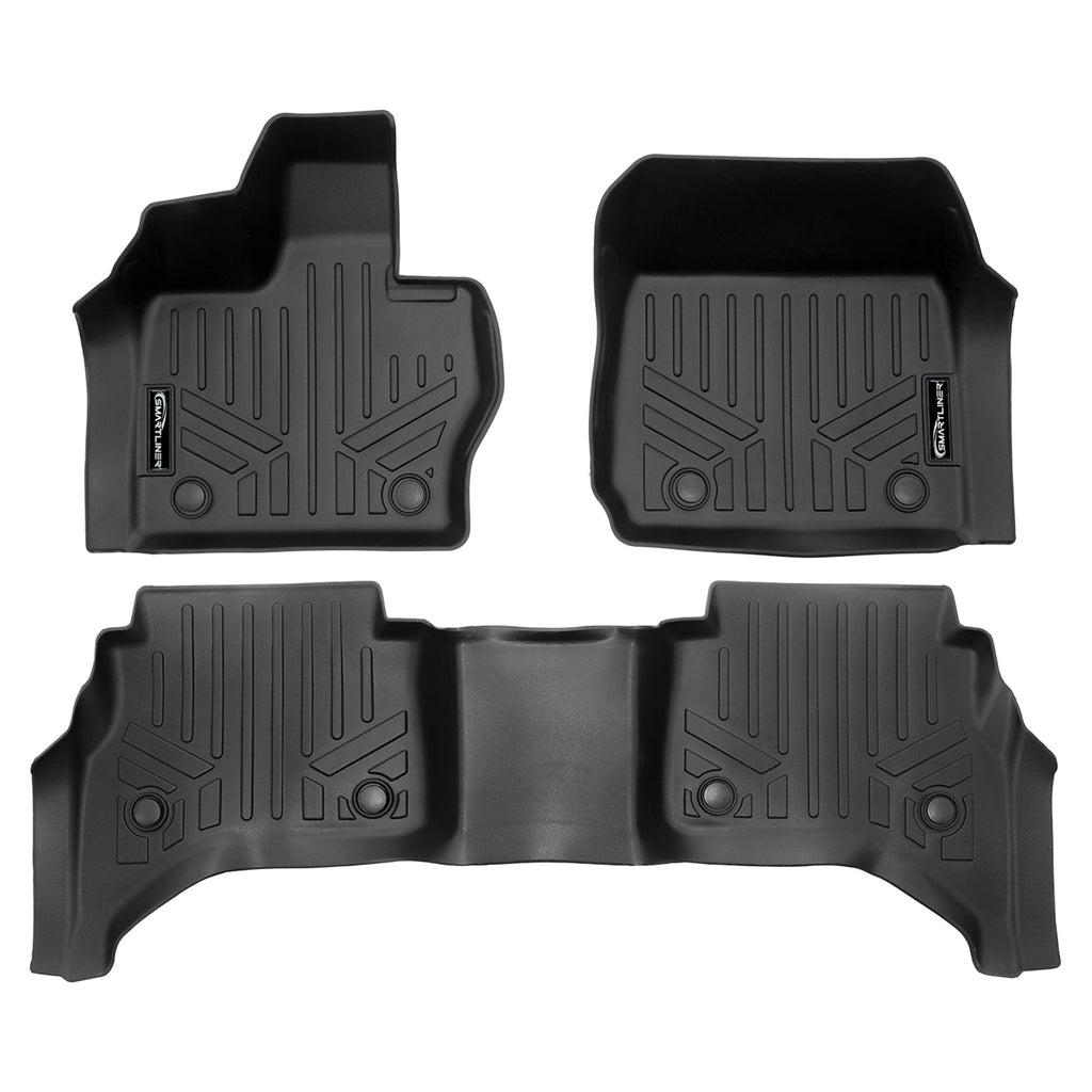 SMARTLINER All Weather Protection Custom Fit Black 2 Row Floor Mat Liner Set Compatible With 2022-2024 Range Rover Standard Wheelbase (SA0703/B0703)