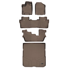 Load image into Gallery viewer, SMARTLINER Custom Fit Floor Mats 3 Rows and Cargo Liner Behind 2nd Row Set Tan Compatible With 2016-2022 Honda Pilot 8 Passenger Model (SA1200/B1200/C1200/D1200)