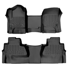 Load image into Gallery viewer, SMARTLINER Custom Fit Floor Mats 2 Row Liner Set Black Compatible With Crew Cab 2014-2018 Silverado/Sierra 1500 - 2015-2019 2500/3500 HD (SA0226/B0382)