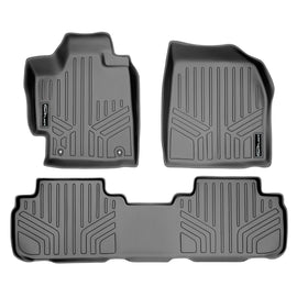 SMARTLINER Custom Fit Floor Mats 2 Row Liner Set Grey Compatible With 2008-2013 Toyota Highlander Non Hybrid (SA2038/B2037)