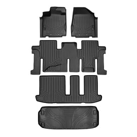 SMARTLINER Custom Fit All Weather Protection Black 3 Row Floor Liners & Cargo Liner behind the 3rd Row Seats Compatible With 2014-2020 Infiniti QX60 (SA0131/B0131/C0131/E0131)