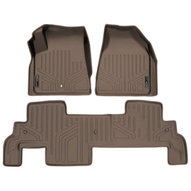 SMARTLINER Custom Fit Floor Mats 2 Row Liner Set Tan Compatible With Traverse / Enclave / Acadia / Outlook with 2nd Row Bench Seat (SA1043/B1043)