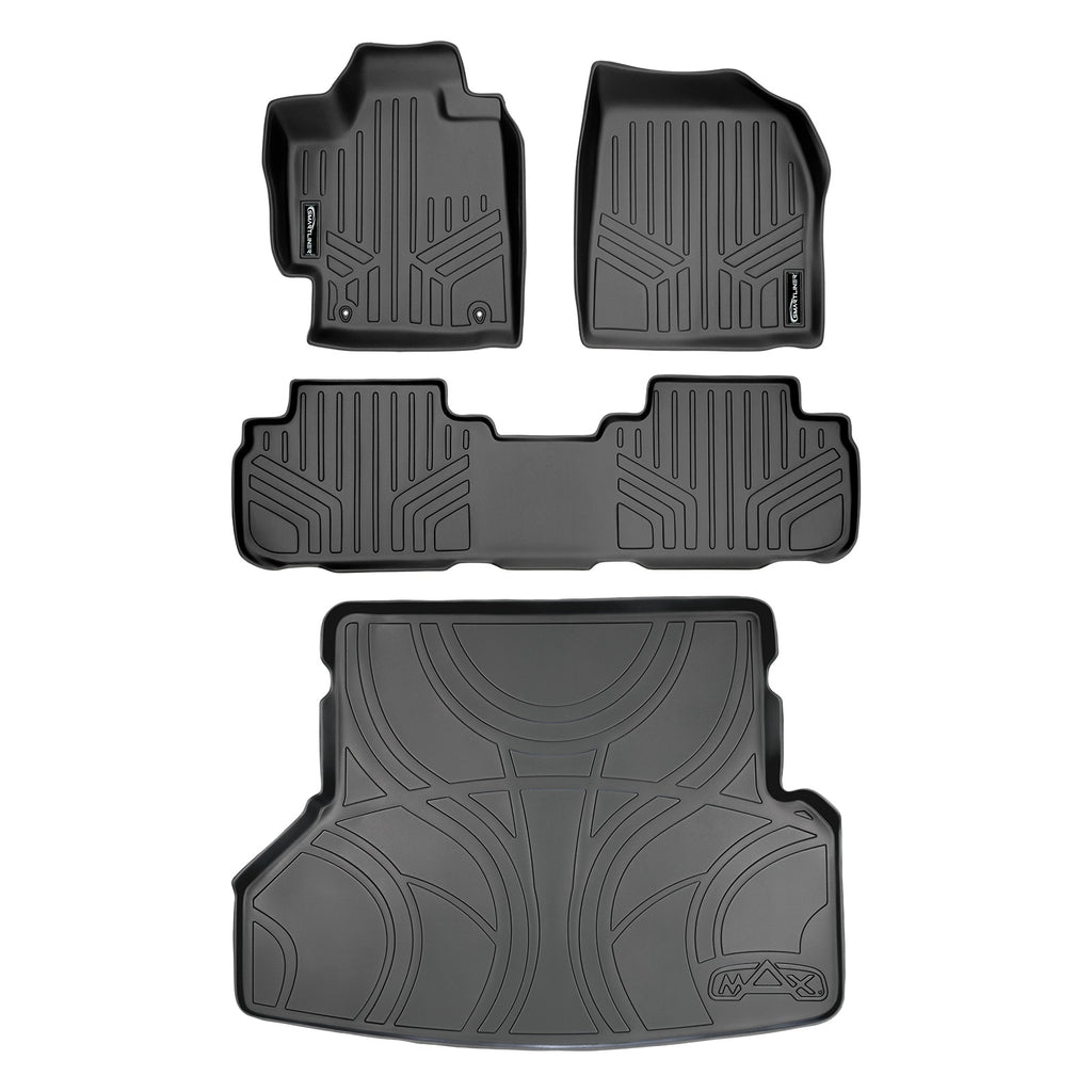 SMARTLINER Custom Fit Floor Mats 2 Rows and Cargo Liner Set Black Compatible With 2008-2013 Toyota Highlander Non Hybrid (SA0038/B0037/D0057)