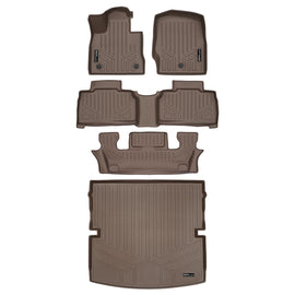 SMARTLINER 3 Row Tan Floor Mats & Cargo Liner Behind 2nd Row Compatible With 2020-2023 Explorer (SA1423/B1423/C1423/D1423)
