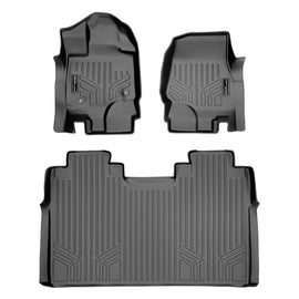 SMARTLINER Custom Fit Floor Mats 2 Row Liner Set Grey Compatible With 2015-2022 Ford F-150 SuperCrew Cab with 1st Row Bench Seats (SA2167/B2188)