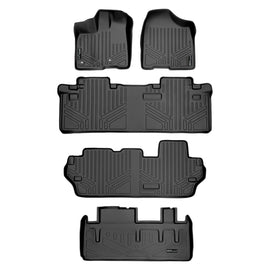 SMARTLINER Custom Floor Mats 3 Rows and Cargo Liner Behind 3rd Row Set Black Compatible With 2013-2020 Toyota Sienna 8 Passenger Model (SA0128/B0083/C0083/D0128)