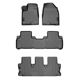 SMARTLINER Custom Fit Floor Mats 3 Row Liner Set Grey Compatible With 2014-2019 Toyota Highlander with 2nd Row Bench Seat (SA2152/B2152/C2152)