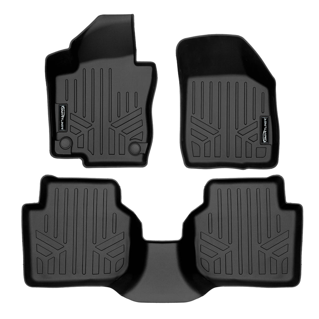 SMARTLINER All Weather Custom Fit Black 2 Row Floor Mat Liner Set Compatible With 2020-2022 Volkswagen Passat (SA0659/B0659)