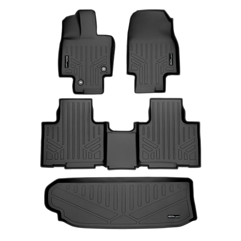 SMARTLINER 2 Row Floor Mats & Cargo Liner Behind 3rd Row Compatible With 2020-2022 Toyota Highlander (SA0500/B0522/E0500)