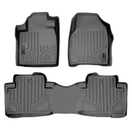 SMARTLINER Custom Fit Floor Mats 2 Row Liner Set Grey Compatible With 2009-2015 Honda Pilot (SA2036/B2036)