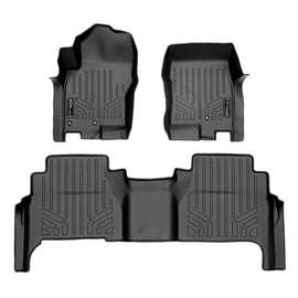 SMARTLINER Custom Floor Mats 2 Row Liner Set Black Compatible With 2008-2021 Nissan Frontier Crew Cab with Dual Drivers Side Floor Posts (SA0121/B0121)