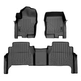 SMARTLINER Custom Floor Mats 2 Row Liner Set Black Compatible With 2008-2021 Nissan Frontier Crew Cab with Dual Drivers Side Floor Posts (SA0121/B0121)