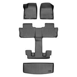 SMARTLINER Floor Mats 3 Rows and Cargo Liner Behind 3rd Row Set Grey Compatible With 2017-2021 GMC Acadia with 2nd Row Bucket Seats (SA2230/B2230/E2230)