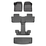 SMARTLINER Floor Mats 3 Rows and Cargo Liner Behind 3rd Row Set Grey Compatible With 2017-2021 GMC Acadia with 2nd Row Bucket Seats (SA2230/B2230/E2230)