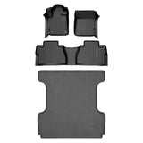 SMARTLINER Custom Fit 2 Row Floor Mats & Truck Bed Mat Liner Set Black Compatible With 2014-2021 Toyota Tundra CrewMax Cab (SA0108/B0146/K0155)