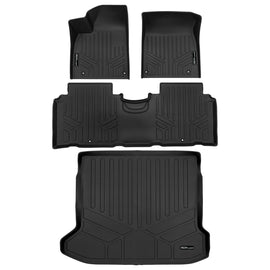 SMARTLINER Custom Fit All Weather Protection Black 2 Row Floor Liners & Cargo Liner behind the 2nd Row Seats Compatible With 2022-2025 Hyundai Ioniq 5 ) (SA0768/B0601/D0601)