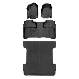 SMARTLINER Custom Fit Floor Mats 2 Row & Truck Bed Liner Set Black Compatible with Crew Cab 2014-2018 Silverado/Sierra 1500 | 2015-2019 2500/3500 HD (SA0136/B0136/J0136)