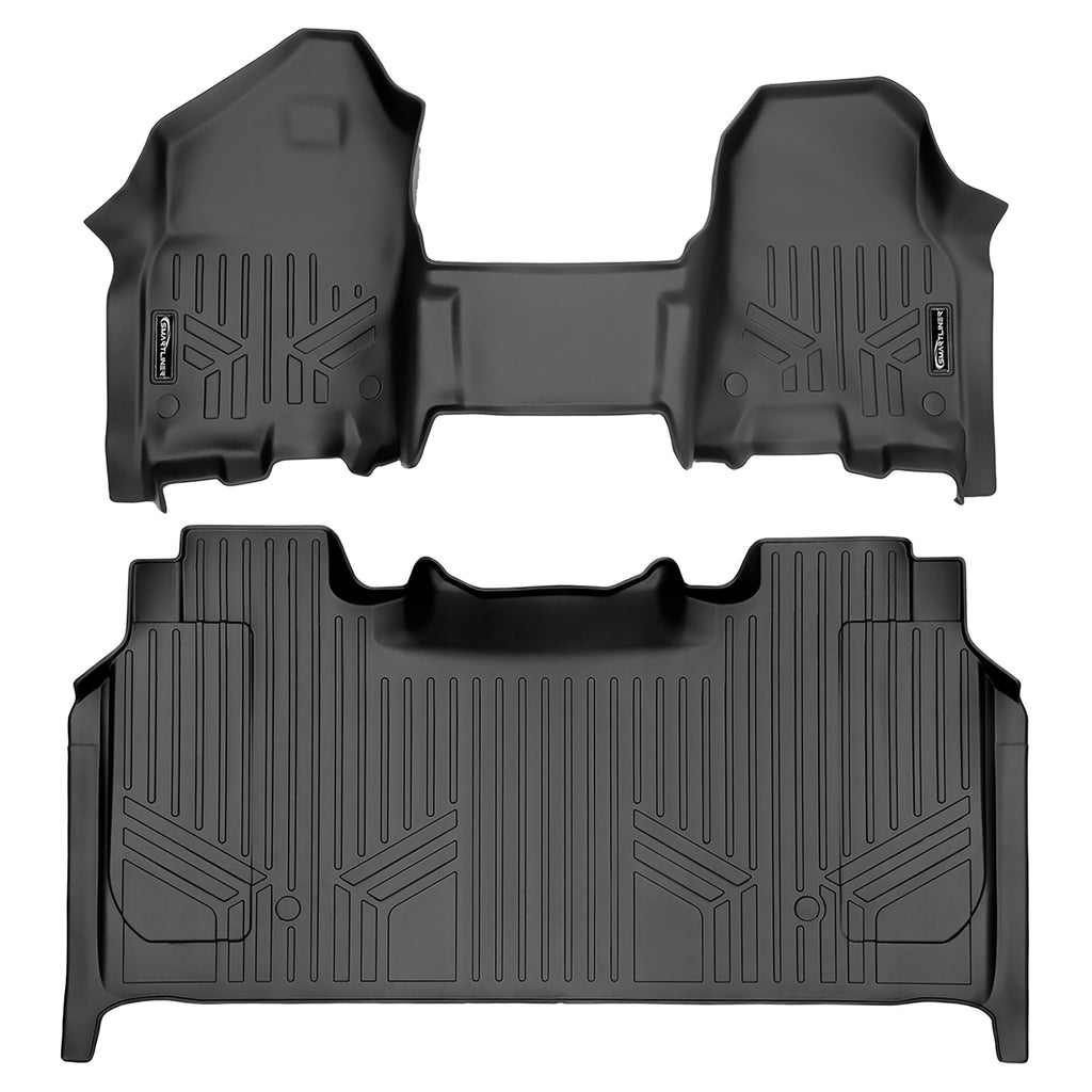 SMARTLINER Floor Mats 2 Row Liner Set Black Compatible With 2019-2022 Ram 1500 Crew Cab with Rear Underseat Storage Box (SA0373/B0374)