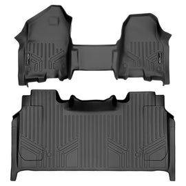SMARTLINER Floor Mats 2 Row Liner Set Black Compatible With 2019-2022 Ram 1500 Crew Cab with Rear Underseat Storage Box (SA0373/B0374)