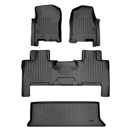 SMARTLINER Floor Mats and Cargo Liner Behind 3rd Row Set Black Compatible With 2007-2010 Expedition / Navigator (SA0346/B0183/E0183)