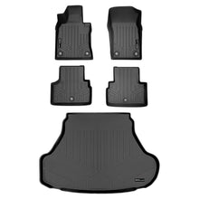 Load image into Gallery viewer, SMARTLINER Custom Fit Floor Mats 2 Rows and Cargo Liner Trunk Set Black Compatible With 2018-2022 Infiniti Q50 3.0t w/ Spare Tire (SA0469/B0469/D0470)