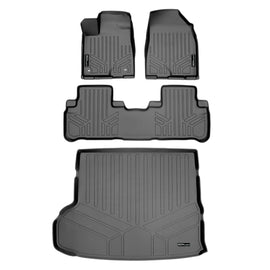 SMARTLINER Floor Mats 2 Rows and Cargo Liner Behind 2nd Row Set Grey Compatible With 2014-2019 Toyota Highlander with 2nd Row Bench Seat (SA2152/B2152/D2152)