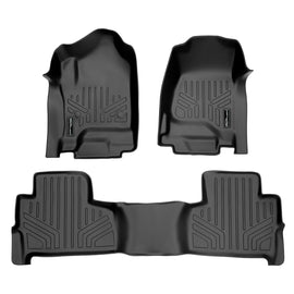 SMARTLINER Custom Fit Floor Mats 2 Row Liner Set Black Compatible With 2015-2020 Chevrolet Tahoe / GMC Yukon (SA0136/B0153)