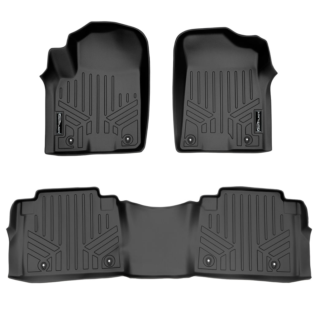SMARTLINER Custom Fit Floor Mats 2 Row Liner Set Black Compatible With 2017-2018 Armada / 2011-2013 Infiniti QX56 / 2014-2018 QX80 (SA0242/B0242)