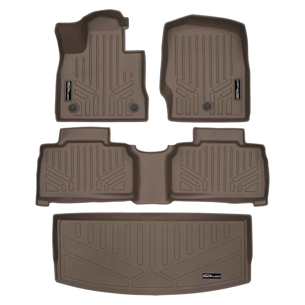 SMARTLINER 2 Row Tan Floor Mats & Cargo Liner Behind 3rd Row Compatible With 2020-2023 Explorer (SA1423/B1423/E1423)