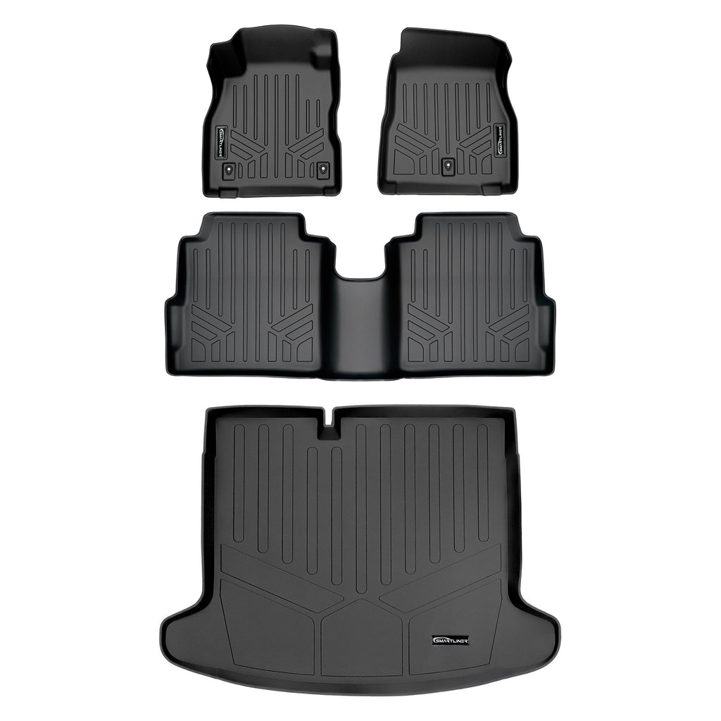SMARTLINER Custom Fit Floor Mats 2 Rows and Cargo Liner Trunk Set Black Compatible With 2018-2023 Nissan Kicks (SA0376/B0376/D0376)