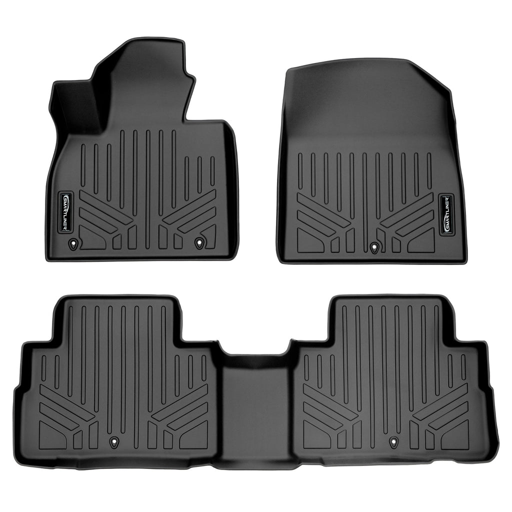 SMARTLINER All Weather Custom Fit Floor Mats 2 Row Liner Set Black Compatible With 2020-2025 Hyundai Palisade Fits Bench and Bucket Seats (SA0472/B0472)