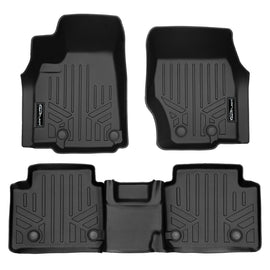 SMARTLINER All Weather Custom Fit Black 2 Row Liner Set Compatible With 2021-2023 Jeep Grand Cherokee L (SA0674/B0568)
