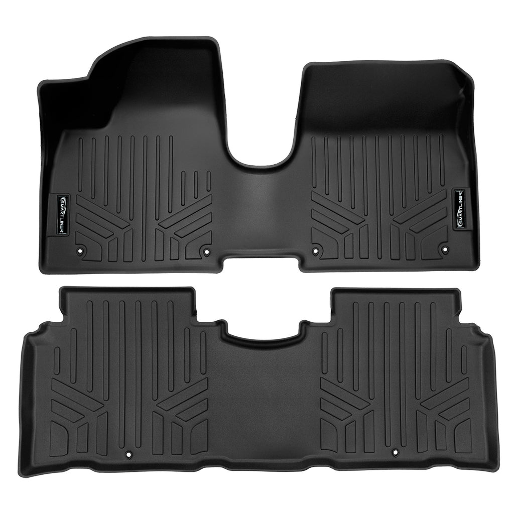 SMARTLINER Custom Fit All Weather 2 Row Black Floor Mat Liner Set Compatible With 2022-2024 Hyundai IONIQ 5 (SA0601/B0620)